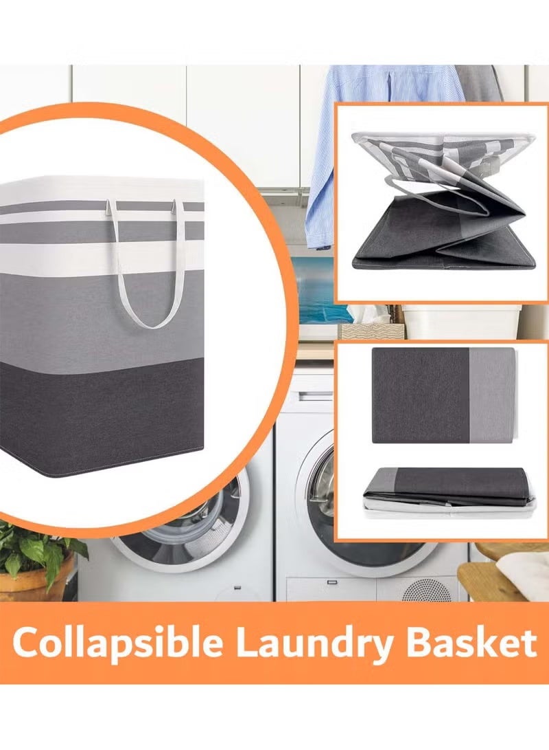ELASAR 2 Pack Laundry Basket Collapsible Laundry Bag with Easy Carry Handles Freestanding Laundry Hamper for Clothes, Blankets, Cushions - Image 4